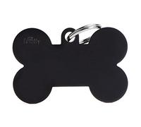 My Family - Medaglietta per Cane e Gatto - Collezione Basic - Osso XL - Alluminio Colore Nero