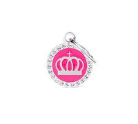 My Family - Medaglietta per Cane e Gatto - Collezione Glam - Cerchio Piccolo - Colore Fucsia - Corona