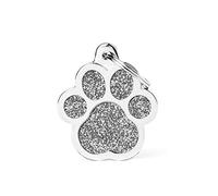 My Family - Medaglietta per Cane e Gatto - Collezione Shine - Zampa Grande Glitter- Grigio