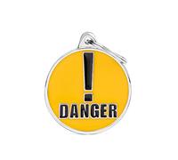 My Family Mèdaille Chien Personnalisé Made in Italy, Grande Bague Chien "Danger", Gravure Gratuite Mèdaille Chien, Métal émaillé à la main, Collection Charms