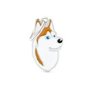 My Family Mèdaille de Chien personnalisé Made in Italy, Husky sibérien Blanc et Brun, médaille gravée Gratuite, émaillée à la Main en métal, Collection Friends, 22x37 mm