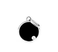 My Family mèdaille personnalisé pour chien Made in Italy, cercle noir, médaille gravée gratuite, métal émaillé à la main, collection Basic Handmade, 26x31 mm
