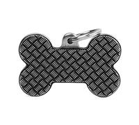 My Family Mèdaille personnalisé pour chien Made in Italy, os de patte XL, médaille gravée gratuite, argent antique, collection Bronx, 48x31 mm