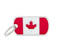 My Family Mèdaille pour Chien personnalisé Made in Italy, Drapeau Canada, médaille pour Chien gravée Gratuitement, métal émaillé à la Main, Collection Flags, 40x22 mm