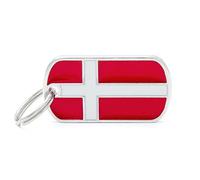 My Family Mèdaille pour Chien personnalisé Made in Italy, Drapeau Danemark, médaille pour Chien gravée Gratuitement, métal émaillé à la Main, Collection Flags, 40x22 mm