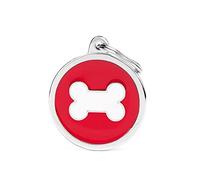 My Family Mèdaille pour Chien personnalisé Made in Italy, Grand Cercle Rouge, médaille gravée Gratuite, métal émaillé à la Main, Collection Charms