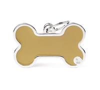 My Family mèdaille pour chien personnalisé Made in Italy, Os XL marron, médaille pour chien gravée gratuite, métal émaillé à la main, collection Basic Handmade, 48x31 mm