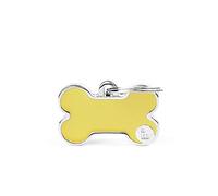 My Family mèdaille pour chien personnalisé Made in Italy, petit cœur jaune, médaille pour chien gravée gratuitement, métal émaillé à la main, collection Basic Handmade, 25x25 mm