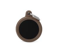 My Family Plaque signalétique pour chien Made in Italy, cercle noir et marron, collection Hushtag
