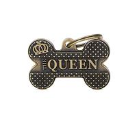 My Family Plaque signalétique pour chien Made in Italy, Grand os "The Queen", Laiton Anglais, Collection Bronx