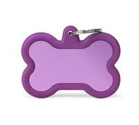 My Family Plaque signalétique pour chien Made in Italy, XL Bone Purple, collection Hushtag