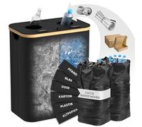 MY FAT GORILLA Conteneurs de collecte multi-bouteilles avec 2 compartiments noirs - Récipient pour plastique, verre, carton ou papier recyclé - Rangement vide - Poubelle 2 compartiments - Consigne - 2