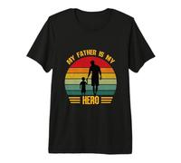 My Father is My Hero Retro Sunset Father's Day T-Shirt Haut de Gamme