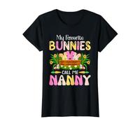 My Favorite Bunnies Call Me Nanny - Lapin de Pâques pour garçons et Filles T-Shirt Graphique avec Valeur, Femme, Noir, L