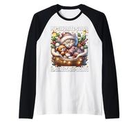 My Favorite Color is Christmas Lights Cute Xmas Winter Cat Manche Raglan