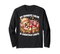 My Favorite Color is Christmas Lights Golden Retriever Dog Manche Longue