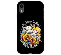 My Favorite Kids Live in The Barn Cute Goat Lover Tournesols Coque pour iPhone XR