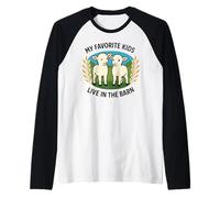My Favorite Kids Live In The Barn Cute Lamb Funny Farm Humour Manche Raglan