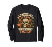 My Favorite Season is The Fall of Fascism Skull Pumpkin Manche Longue