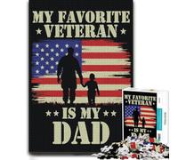 My Favorite Veteran is My Dad Puzzle en Bois Adulte, 1000 pièces | Cadeau pour amateur de puzzle - activité familiale autour de la table seul ou à plusieurs.
