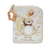 My Fir-st Album photo pour bébé en tissu doux avec motif ours mignon en polyester PVC portable avec crochet étoile pour poussette Peut stocker 17 photos