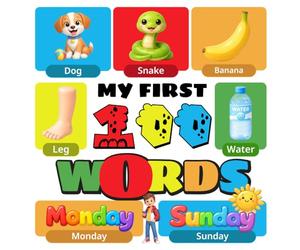 My First 100 Words in English: Animals, Numbers, Colors & Shapes, Food and Things That Move - Early Learning Picture Books for Babies & Toddlers Ages 0-3