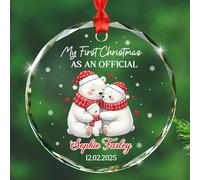 My First Christmas As an Official Adopted Glass Ornament, Customized Year Name Polar Bear Adopter Christmas Ornaments Gift from Dad Mom Parents Adopter Christmas Ornament 2025