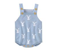 My First Easter Outfit Baby Girl Boy Sweater Romper Infant Sleeveless Knitted Bodysuit Newborn Bunny Jumpsuit Clothes Children Knitwear Sweaters Fashion Clothes (Blue, 6-12 Months) e570c