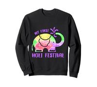 My First Holi Festival Happy Holi Tenue d'éléphant pour Femmes et Enfants Sweatshirt