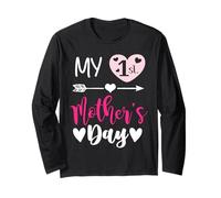 My First Mothers Day Outfit Mommy 1st Time Mom Happy Mother Manche Longue