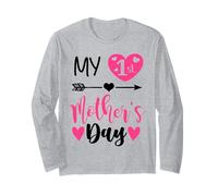 My First Mothers Day Outfit Mommy 1st Time Mom Happy Mother Manche Longue