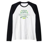 My First St. Patrick Day Irish Clover Green Manche Raglan