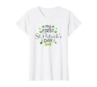 My First St. Patrick Day Irish Clover Green T-Shirt Graphique avec Valeur, Femme, Blanc, M