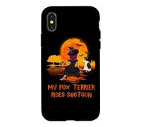 My Fox Terrier Rides Shotgun Dog and Witch Halloween Coque pour iPhone X/XS