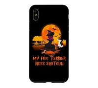 My Fox Terrier Rides Shotgun Dog and Witch Halloween Coque pour iPhone XS Max