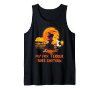 My Fox Terrier Rides Shotgun Dog and Witch Halloween Débardeur
