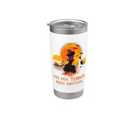 My Fox Terrier Rides Shotgun Dog and Witch Halloween Gobelet isotherme en acier inoxydable double paroi