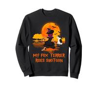 My Fox Terrier Rides Shotgun Dog and Witch Halloween Sweatshirt