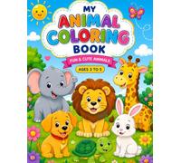 My fun birthday party animal coloring book: A joyful, celebratory birthday party scene featuring a young boy cutting his birthday cake surrounded by a cheerful group of friendly animals.