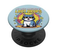 My Gaming Language is Loot Drops Cat Gamer Design Cool PopSockets PopGrip Adhésif
