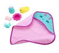 My Garden Baby coffret L’Heure du Bain, 6 accessoires pour poupon bébé papillon dont serviette, canard et flacon éclabousseur, pour enfant dès 3 ans, HBJ68