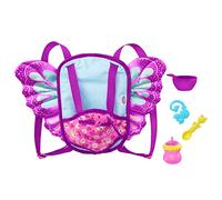 Mattel Porte-bébé pour poupon Papillon 2-en-1 HBH45, sac à langer, 5 accessoires, dès 3 ans