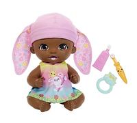 My Garden Baby poupée bébé Lapin Premières dents, 30 cm, poupon avec 3 accessoires et tenue 2 en 1, bonnet rose, jouet pour enfant dès 2 ans, HGC11