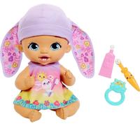 My Garden Bébé bébé lapin - Lavande (30 cm) avec 3 accessoires et une tenue 2 en 1, bonnet rose
