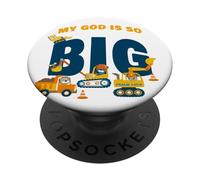My God is So Big - Construction Kids Christian Faith Animals PopSockets PopGrip Adhésif