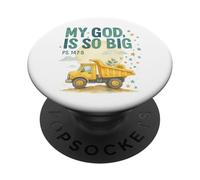 My God is So Big Psalm 147:5 Construction Truck Watercolor PopSockets PopGrip Adhésif