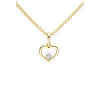 My Gold Collier en forme de cœur pour femme - Or 585/750 - Diamant avec pendentif en forme de cœur - Or jaune véritable (14/18 carats) 0,02 carats - Collier en forme de cœur de 45 cm, Mittelgroß, Or