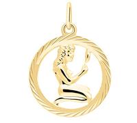 My Gold Mon Pendentif Or Signe du Zodiaque Vierge (Sans Chaîne) Or Jaune Véritable Or Jaune 333 (8 Carats) Ø 15mm Rond Signes du Zodiaque Horoscope Gavno V0005611