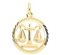 My Gold Pendentif Mon Signe du Zodiaque Balance en Or (Sans Chaîne) Or Jaune Véritable Or Jaune 333 (8 Carats) Ø 15mm Horoscope Rond du Zodiaque Gavno A-04433-G302-Waa