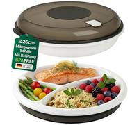 My-goodbuy24 Lot de 2 assiettes de rangement pour micro-ondes, 3 compartiments, couvercle ventilé, sans BPA, très stable et incassable, diamètre: 24,7 cm, réutilisables